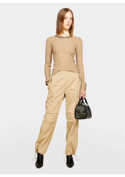 Yüksek Bel Box Fit Deve Tüyü Kadın Pantolon 4JQJLF04R