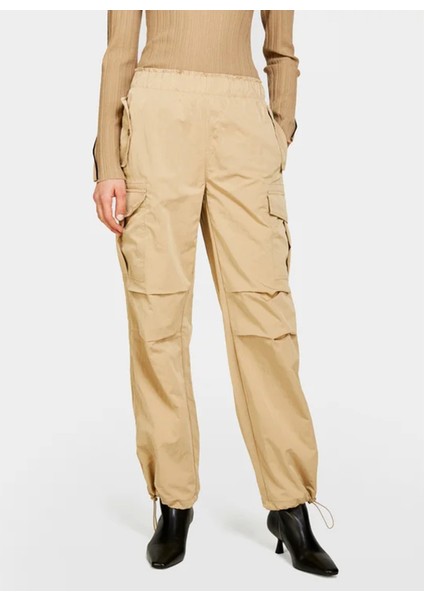 Yüksek Bel Box Fit Deve Tüyü Kadın Pantolon 4JQJLF04R fiyatları