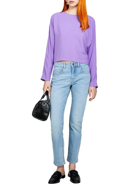 Yüksek Bel Slim Fit Buz Mavisi Kadın Pantolon 4W44576T6