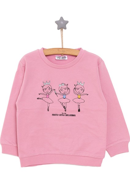 Basic Az Şardonlu Balerin Desenli Sweatshirt Kız Bebek