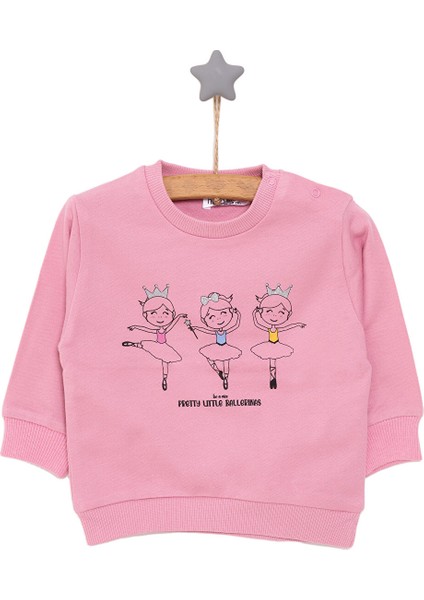 Basic Az Şardonlu Balerin Desenli Sweatshirt Kız Bebek fiyatları
