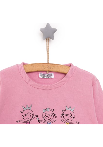 Basic Az Şardonlu Balerin Desenli Sweatshirt Kız Bebek modelleri