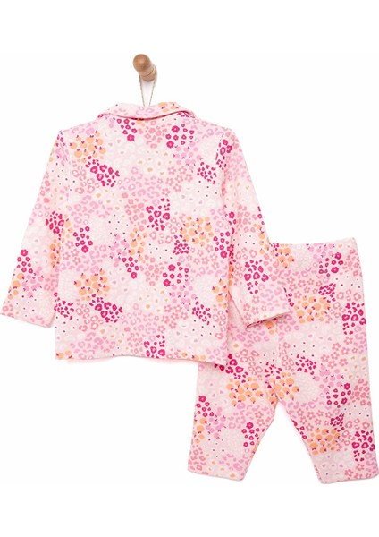 Gömlek Yaka Mini Çiçek Desen Kız Bebek Pijama Takımı