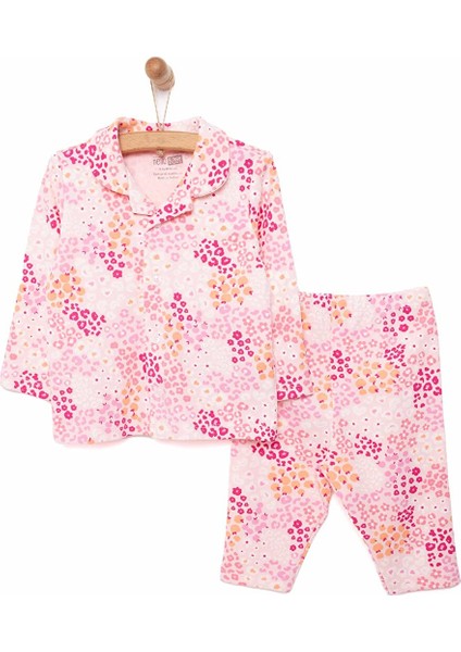 Gömlek Yaka Mini Çiçek Desen Kız Bebek Pijama Takımı