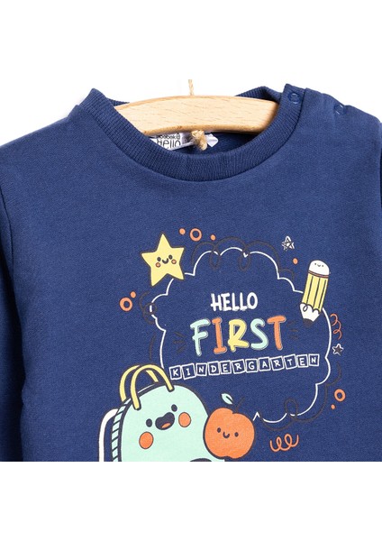 Basic Az Şardonlu Okul Temalı Sweatshirt Erkek Bebek modelleri