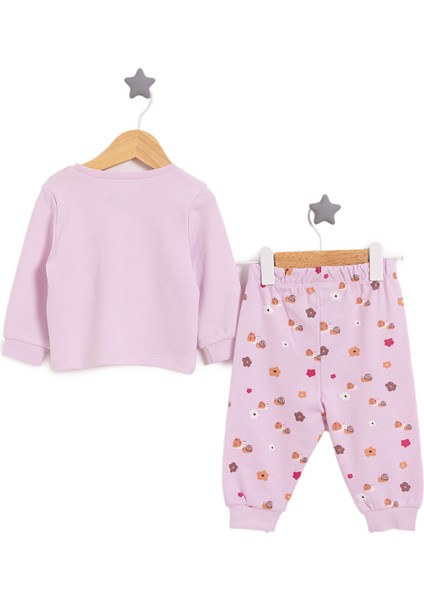 Bisiklet Yaka Salyangoz Desen Pijama Takımı Kız Bebek