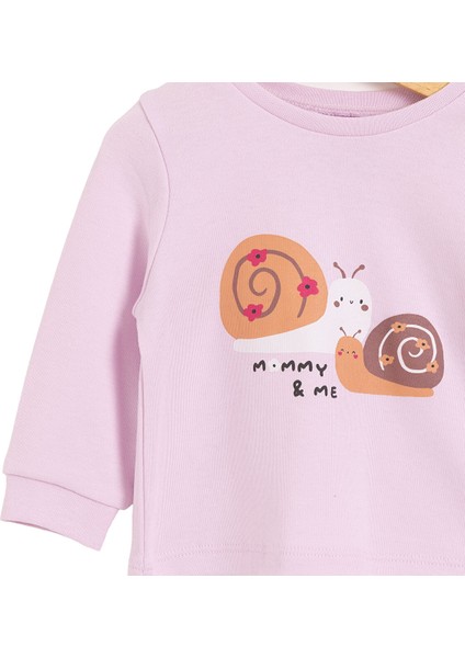 Bisiklet Yaka Salyangoz Desen Pijama Takımı Kız Bebek