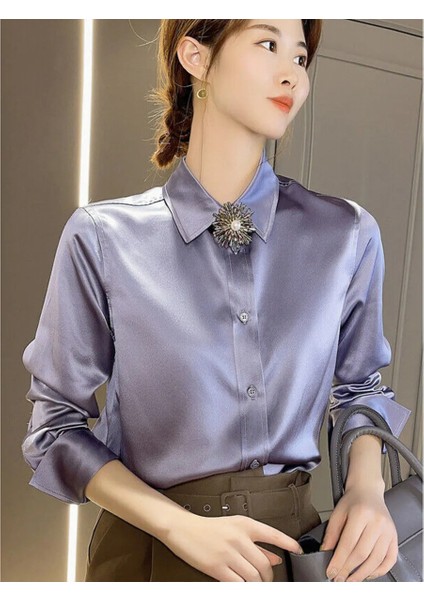 Boby Silk - %100 Ipek Kadın Gömlek - Tam Kalıp Pensli modelleri