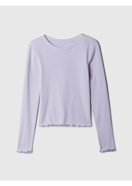 Kız Çocuk Lila Fitilli T-Shirt
