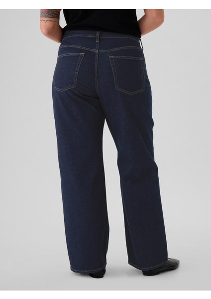 Kadın Lacivert Mid Rise '90s Loose Jean Pantolon fırsatları