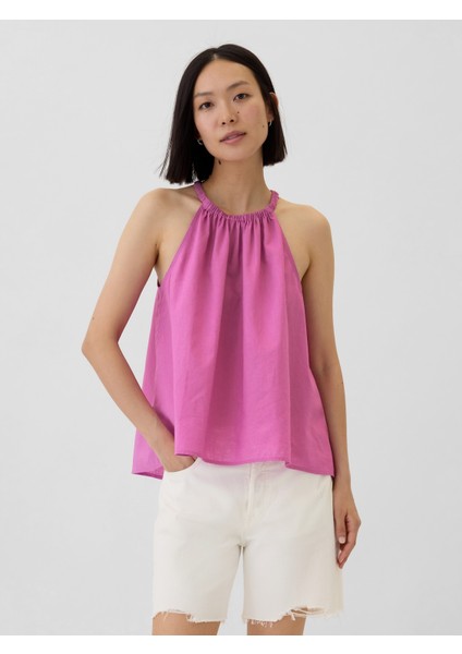 Kadın Pembe Halter Yaka Bluz