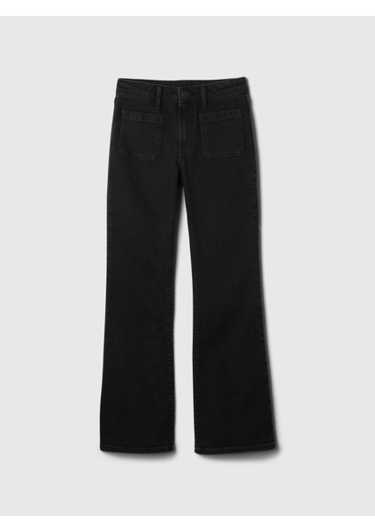 Kız Çocuk Siyah High Rise '70S Flare Jean Pantolon