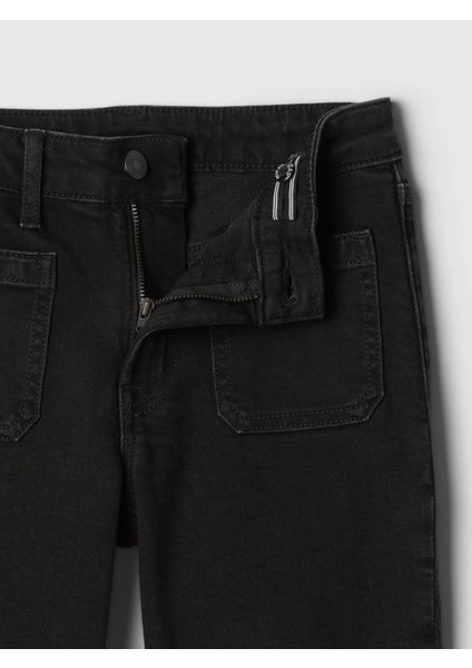 Kız Çocuk Siyah High Rise '70S Flare Jean Pantolon