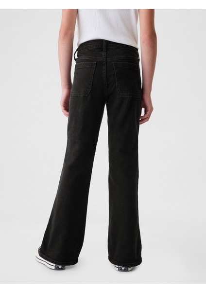 Kız Çocuk Siyah High Rise '70S Flare Jean Pantolon