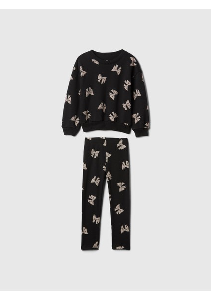 Kız Bebek Siyah Desenli Sweatshirt Set