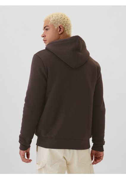 Erkek Kahverengi Gap Logo Fermuarlı Sherpa Sweatshirt