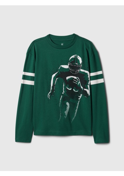 Erkek Çocuk Yeşil Grafikli T-Shirt