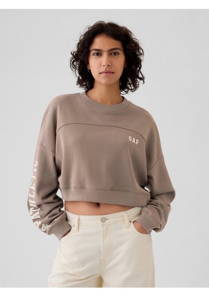 Kadın Kahverengi Gap Logo Vintage Soft Crop Sweatshirt