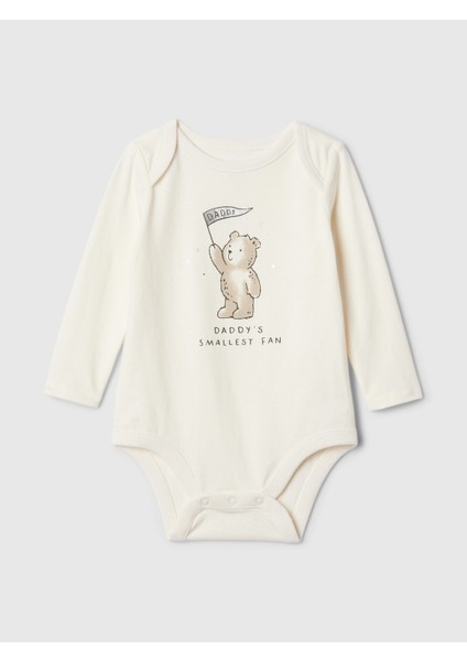 Bebek Kırık Beyaz %100 Organik Pamuk First Favorites Grafikli Bodysuit