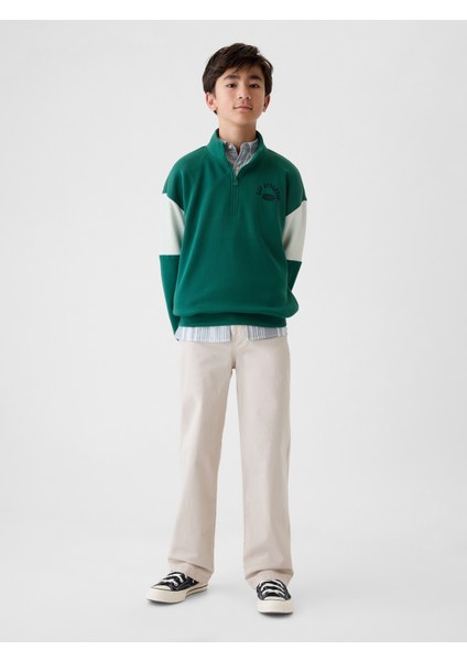 Erkek Çocuk Yeşil Gap Logo Yarım Fermuarlı Pullover Sweatshirt fırsatları