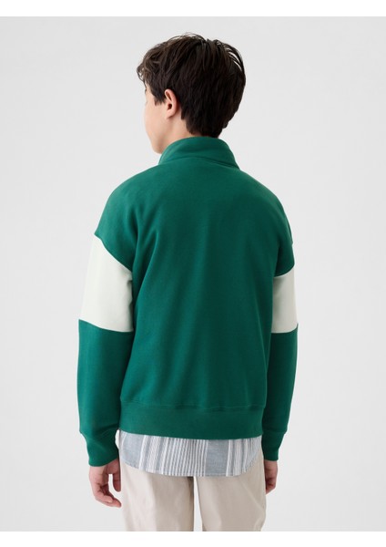 Erkek Çocuk Yeşil Gap Logo Yarım Fermuarlı Pullover Sweatshirt indirimleri