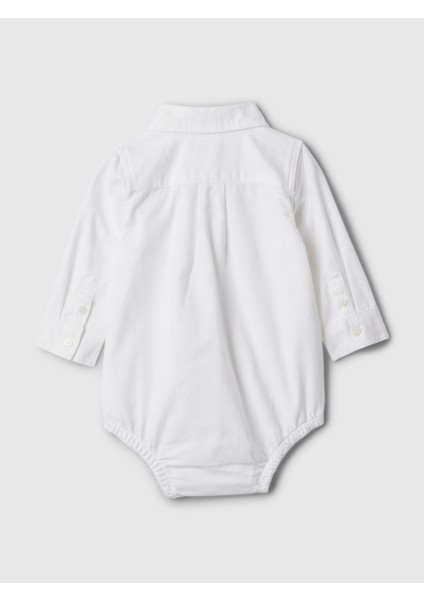 Bebek Beyaz Brannan Bear İşlemeli Oxford Bodysuit modelleri