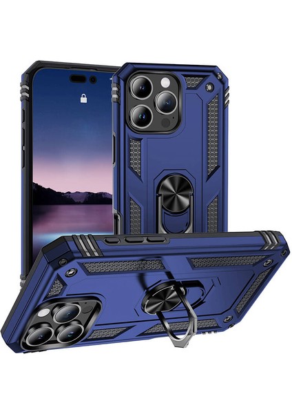 Apple iPhone 16 Pro Max Kılıf Military Armor Case Yüzüklü Standlı Tank Koruma Zırh Silikon Kapak