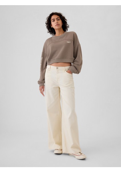 Kadın Kahverengi Gap Logo Vintage Soft Crop Sweatshirt fırsatları