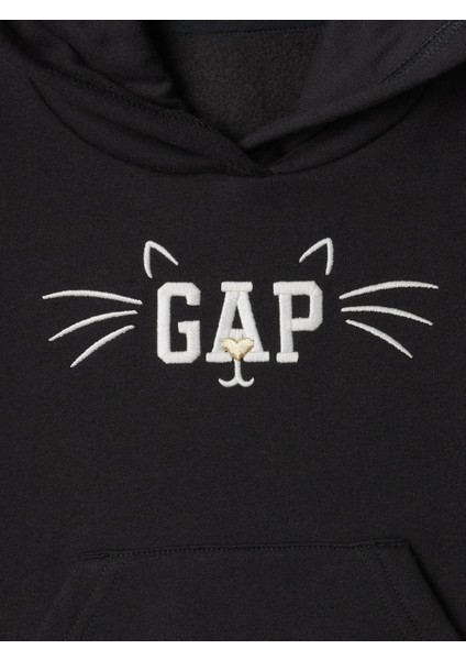 Kız Bebek Siyah Gap Logo Kedi Grafikli Relaxed Fleece Sweatshirt fiyatları