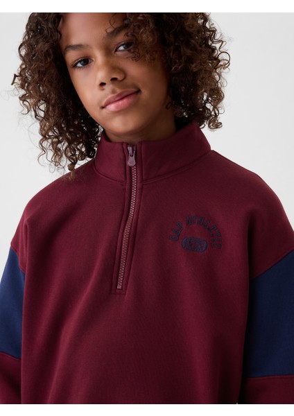 Erkek Çocuk Kırmızı Gap Logo Yarım Fermuarlı Pullover Sweatshirt modelleri