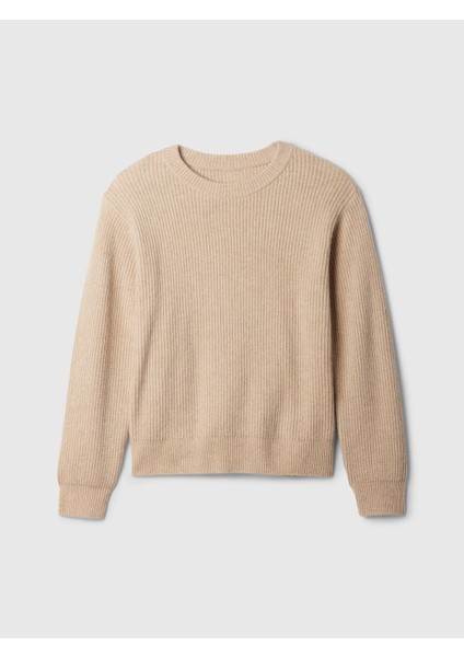 Erkek Çocuk Bej CashSoft Rib Bisiklet Yaka Kazak fiyatları