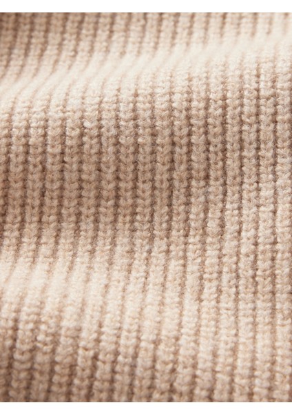 Erkek Çocuk Bej CashSoft Rib Bisiklet Yaka Kazak modelleri