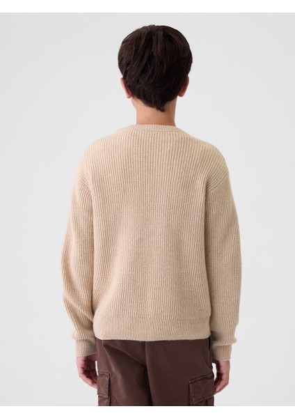Erkek Çocuk Bej CashSoft Rib Bisiklet Yaka Kazak indirimleri