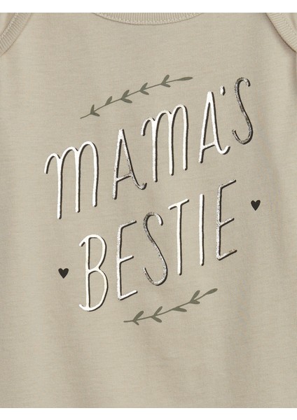 Kız Bebek Bej %100 Organik Pamuk Mix And Match Grafikli Bodysuit