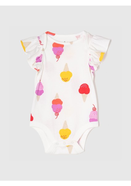 Kız Bebek Beyaz Mix And Match Fırfır Kollu Bodysuit