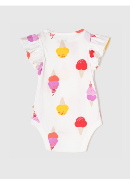 Kız Bebek Beyaz Mix And Match Fırfır Kollu Bodysuit