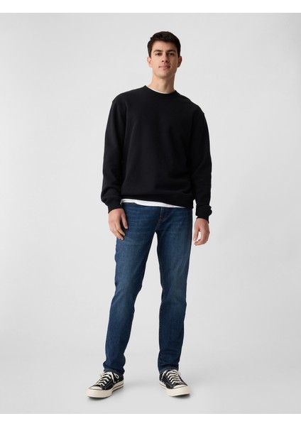 Erkek Koyu Mavi Mid Rise Slim Jean Pantolon