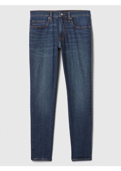 Erkek Koyu Mavi Mid Rise Slim Jean Pantolon