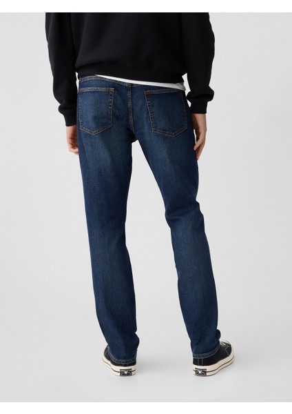 Erkek Koyu Mavi Mid Rise Slim Jean Pantolon