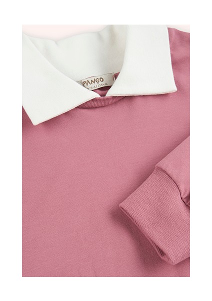 Kız Çocuk Yakalı Uzun Kollu Pembe Tişört modelleri