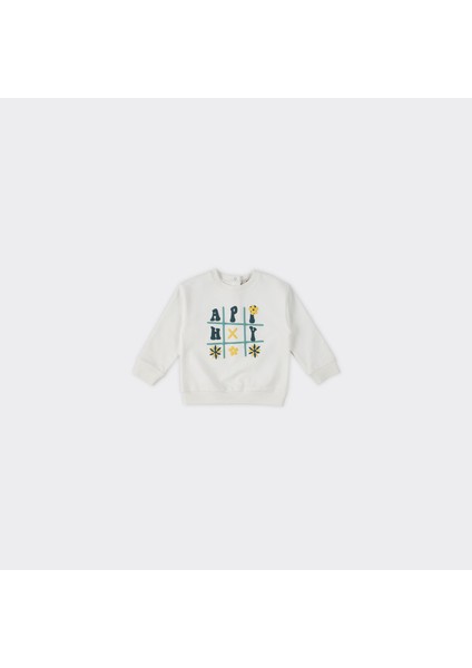 Kız Bebek Baskılı Ekru Sweatshirt