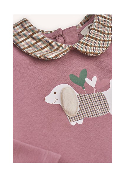 Kız Bebek Bebe Yakalı Pembe Örme Elbise