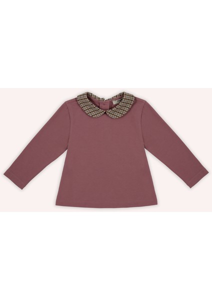 Kız Bebek Bebe Yakalı Pembe Gül Kurusu Tişört