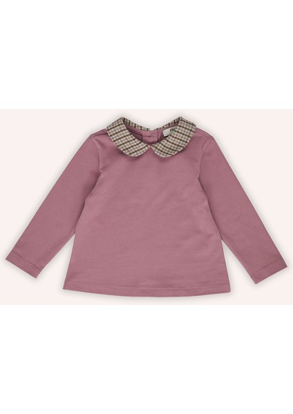 Kız Bebek Bebe Yakalı Pembe Gül Kurusu Tişört modelleri