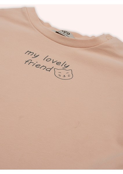 Kız Bebek Baskılı Detaylı Somon Tişört fiyatları