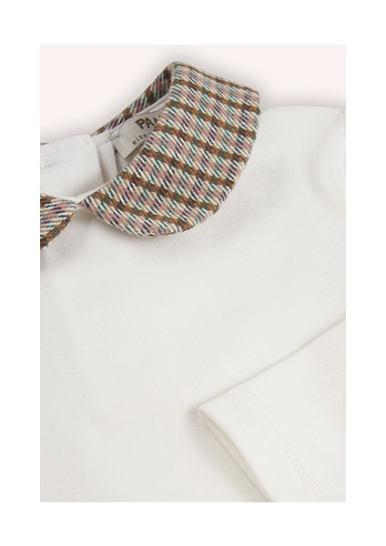 Kız Bebek Bebe Yakalı Ekru Tişört modelleri