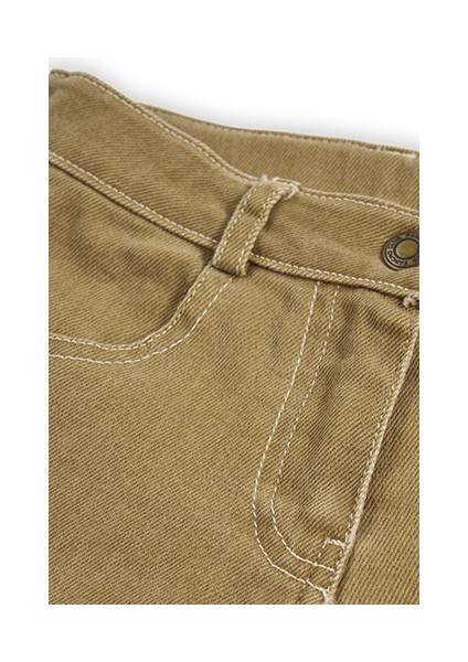 Kız Çocuk Cepli Kot Camel Pantolon
