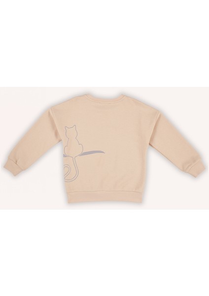 Kız Çocuk Sırtı Baskı Detaylı Somon Sweatshirt fiyatları