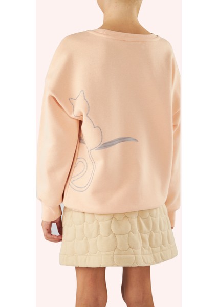 Kız Çocuk Sırtı Baskı Detaylı Somon Sweatshirt indirimleri