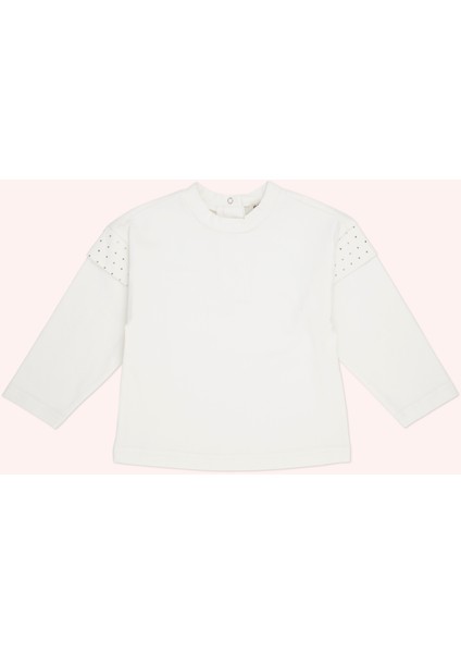 Kız Bebek Uzun Kollu Ekru Tişört